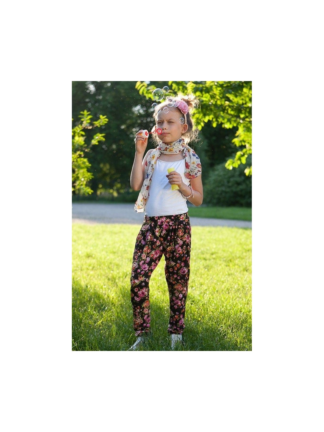 Girls\' black floral pants DZ6013 - Online store - Boutique